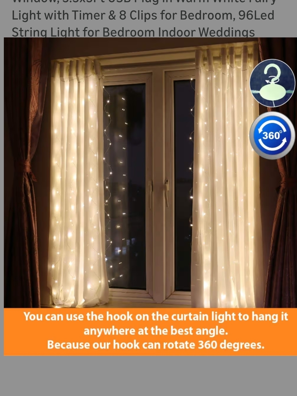 Warm White LED Curtain String Lights - Window Drapery Accent
